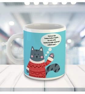 Meow Kahveyi İçip Hemen Kalkar İnşalla Temalı Kupa Bardak 81535