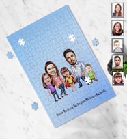 Kişiye Özel Aile Karikatürlü A3 130 Parça Puzzle  Mod-7
