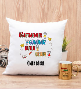 Öğretmenler Günü Yastık ve Gold Kupa Bardak