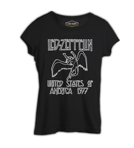 Led Zeppelin - 1977 Siyah Kadın Tshirt