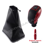 Fiat Punto Krom Çerçeve Vites Körüğü Ve Kırmızı Spor Vites Topuzu M10995