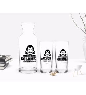 BK Gift Kişiye Özel Renkli Baskılı Hangimiz Sevmedik Çılgınlar Gibi Tasarımlı İkili Rakı Bardağı ve Karaf Hediye Seti-6 (Model 1)