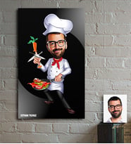 BK Gift Kişiye Özel Bay Chef Karikatür Ahşap Tablo - 1