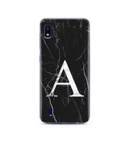 Samsung A10 Siyah Mermer Harf Tasarımlı Telefon Kılıfı A-Harfi 