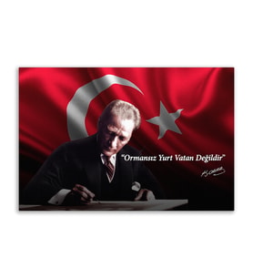 ''Güner Ofis''  Atatürk Tablosu Deri Üzerine Kanvas Tablo 80x130