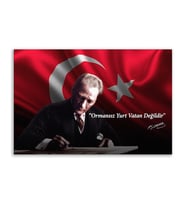 ''Güner Ofis''  Atatürk Tablosu Deri Üzerine Kanvas Tablo 80x130