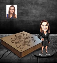 Kişiye Özel İş Kadını Karikatürlü Ahşap Biblo Kutulu Bayan-21
