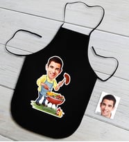 BK Gift Kişiye Özel Bay Chef Karikatürlü Siyah Mutfak Önlüğü-1