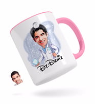 BK Gift Kişiye Özel Erkek Diş Hekimi Karikatürlü Pembe Kupa Bardak-3