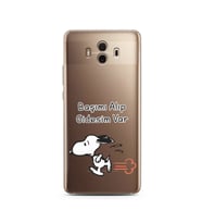 Snoopy Tasarımlı Süper Şeffaf Silikon Telefon Kılıfı Huawei Mate 10 Pro 