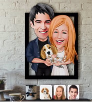 BK Gift Kişiye Özel Evcil Dost Aile Karikatürlü 3D Ahşap Tablo-6
