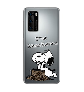 Snoopy Tasarımlı Süper Şeffaf Silikon Telefon Kılıfı Huawei P40 Pro