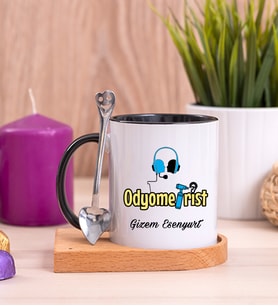Odyometrist Ahşap Altlıklı Siyah Kupa Bardak