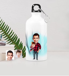 BK Gift Kişiye Özel Baba Kız Karikatürlü Metal Suluk 500 Ml 2