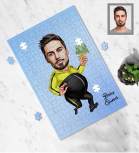 Kişiye Özel Erkek Karikatürlü A3 130 Parça Puzzle Bay-12