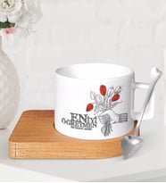 BK Gift Kişiye Özel En İyi Öğretmen Ahşap Altlıklı Seramik Fincan-7 (Beyaz)