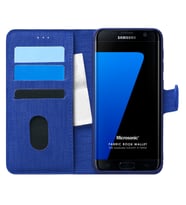 Microsonic Samsung Galaxy S7 Edge Kılıf Fabric Book Wallet Lacivert