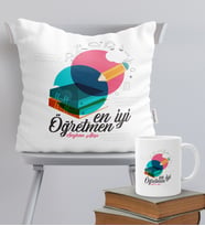 BK Gift Kişiye Özel En İyi Öğretmen Temalı Yastık Kupa Seti - 3
