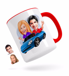 BK Gift Kişiye Özel Sevgililer Karikatürlü Kırmızı Kupa Bardak-52