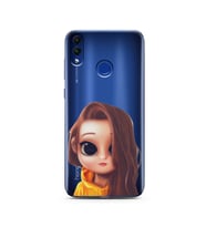 Kahve Saçlı Kız Tasarımlı Süper Şeffaf Silikon Telefon Kılıfı Huawei Honor 8c
