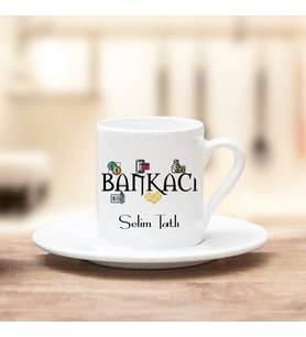 Bankacı Türk Kahvesi Fincanı (Beyaz)