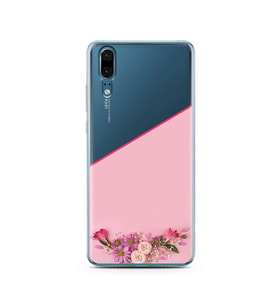 Kesik Çiçek Tasarımlı Süper Şeffaf Silikon Telefon Kılıfı Huawei P20   