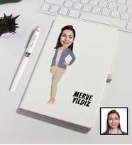 Kişiye Özel Karikatürize Bankacı Defter Kalem Seti Beyaz 91324
