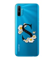 Papatya Harf Tasarım Süper Şeffaf Silikon Telefon Kılıfı Oppo Realmi C3 S-Harfi