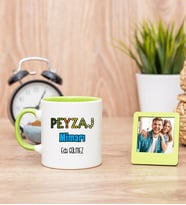 Peyzaj Mimarı Yeşil Kupa Bardak ve Yeşil Mini Fotoğraf Çerçevesi