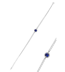 Söğütlü Silver Gümüş rodyumlu safir taşlı pırlanta montürlü bileklik