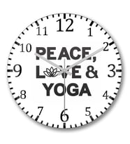 Peace Love & Yoga Duvar Saati Bombeli Gercek Cam