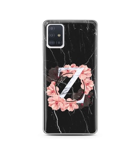 Mermer Çiçekli Harf Tasarım Süper Şeffaf Silikon Telefon Kılıfı Samsung A51 Z-Ha