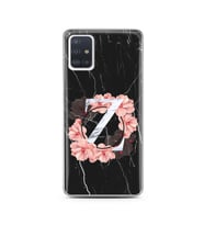 Mermer Çiçekli Harf Tasarım Süper Şeffaf Silikon Telefon Kılıfı Samsung A51 Z-Ha