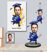 Kişiye Özel Mezuniyet Karikatürlü 3 lü Hediye Seti Bay-4