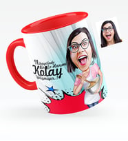 BK Gift Kişiye Özel Ev Hanımı Karikatürlü Kırmızı Kupa Bardak  3