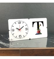 T Harfi Ahşap Masa Saati