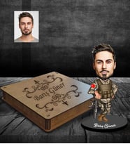 Kişiye Özel Asker Karikatürlü Ahşap Biblo Kutulu Bay-1