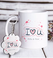 BK Gift Kişiye Özel Sevgililer Günü Beyaz Kupa ve Anahtarlık Hediye Seti-112 (Model 1)