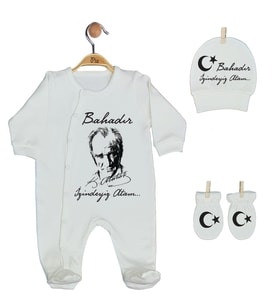 Pia Baby GL 1952-01 İsme Özel Üçlü Tulum Set