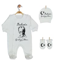 Pia Baby GL 1952-01 İsme Özel Üçlü Tulum Set