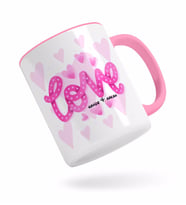 BK Gift Kişiye Özel Love Tasarımlı Pembe Kupa Bardak-6