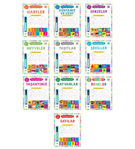 Kukla Çizgi Çizgi Etkinlik Çıkartmalı Aktiviteler Seti 10 Kitap