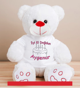 Kişiye Özel İyi Ki Doğdun Mesajlı Peluş Ayıcık 50cm 81869 (Beyaz)