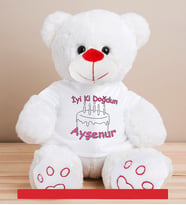 Kişiye Özel İyi Ki Doğdun Mesajlı Peluş Ayıcık 50cm 81869 (Beyaz)