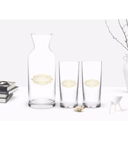 BK Gift Kişiye Özel Renkli Baskılı Şerefe ve Sağlığa Tasarımlı İkili Rakı Bardağı ve Karaf Hediye Seti (Model 1)
