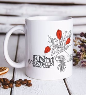 BK Gift Kişiye Özel En İyi Öğretmen Beyaz Kupa Bardak -7