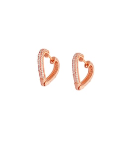 Starlight Diamond Zirkon Taşlı Kalp Tasarım Rose Renk 925 Ayar Gümüş Küpe