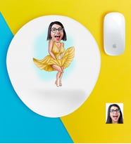 BK Gift Kişiye Özel Marilyn Monroe Karikatürlü Bilek Destekli Mouse Pad (Beyaz)