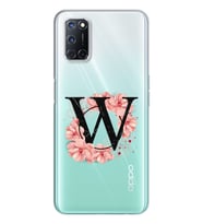 Pembe Çiçekli Harf Tasarım Süper Şeffaf Silikon Telefon Kılıfı Oppo A52-A72 W-Ha