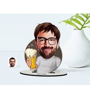 BK Gift Kişiye Özel Erkek Şerefe Karikatürlü Ahşap Biblo Model-1 (Beyaz)